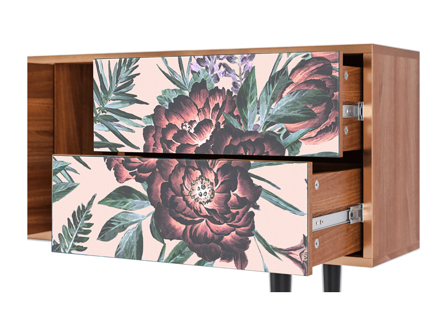 Mueble de TV - 170х69х48 cm - T1 - Peach Peonies, Nogal