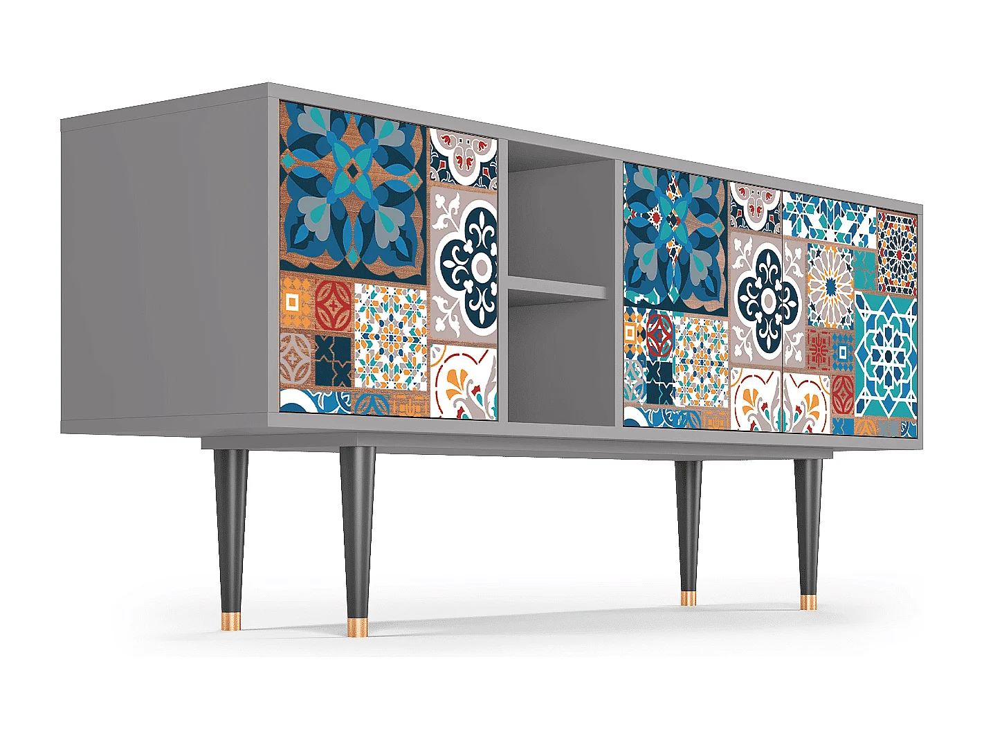 Mueble de TV - 150х69х41 cm - T5 - Moroccan Market, Cinza