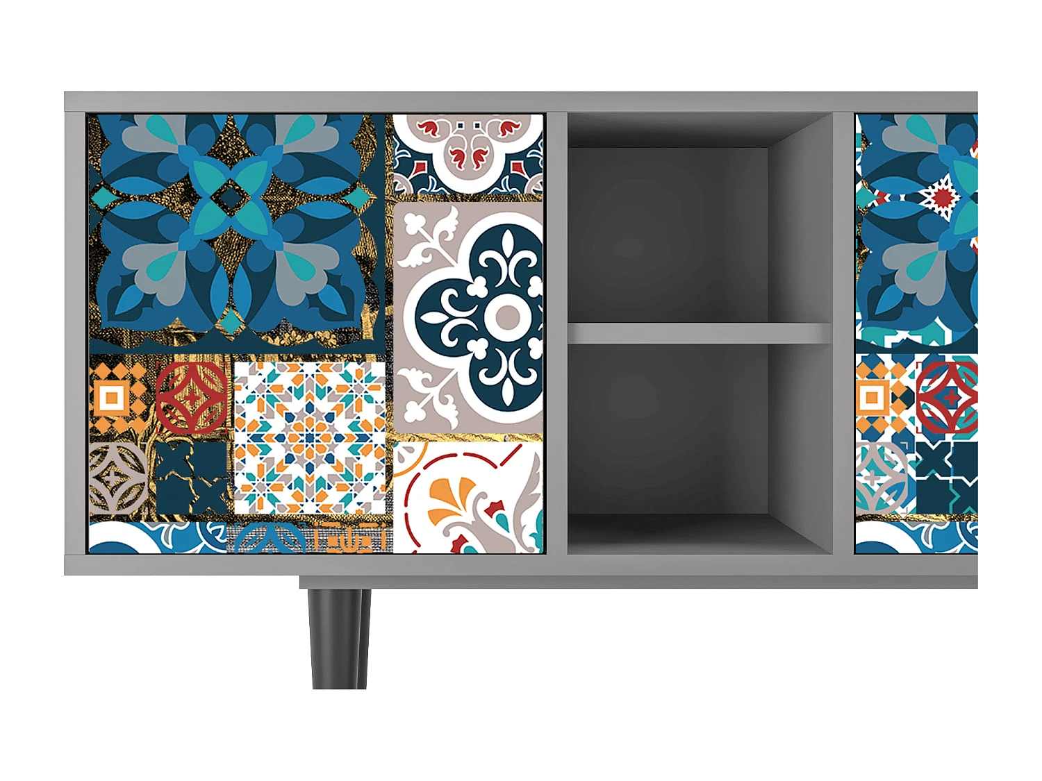 Mueble de TV - 150х69х41 cm - T5 - Moroccan Market, Cinza