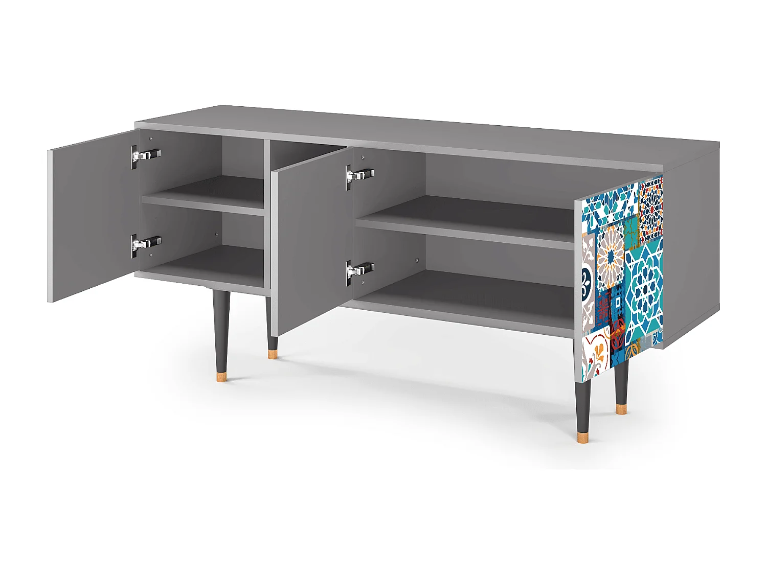 Mueble de TV - 150х69х41 cm - T5 - Moroccan Market, Cinza