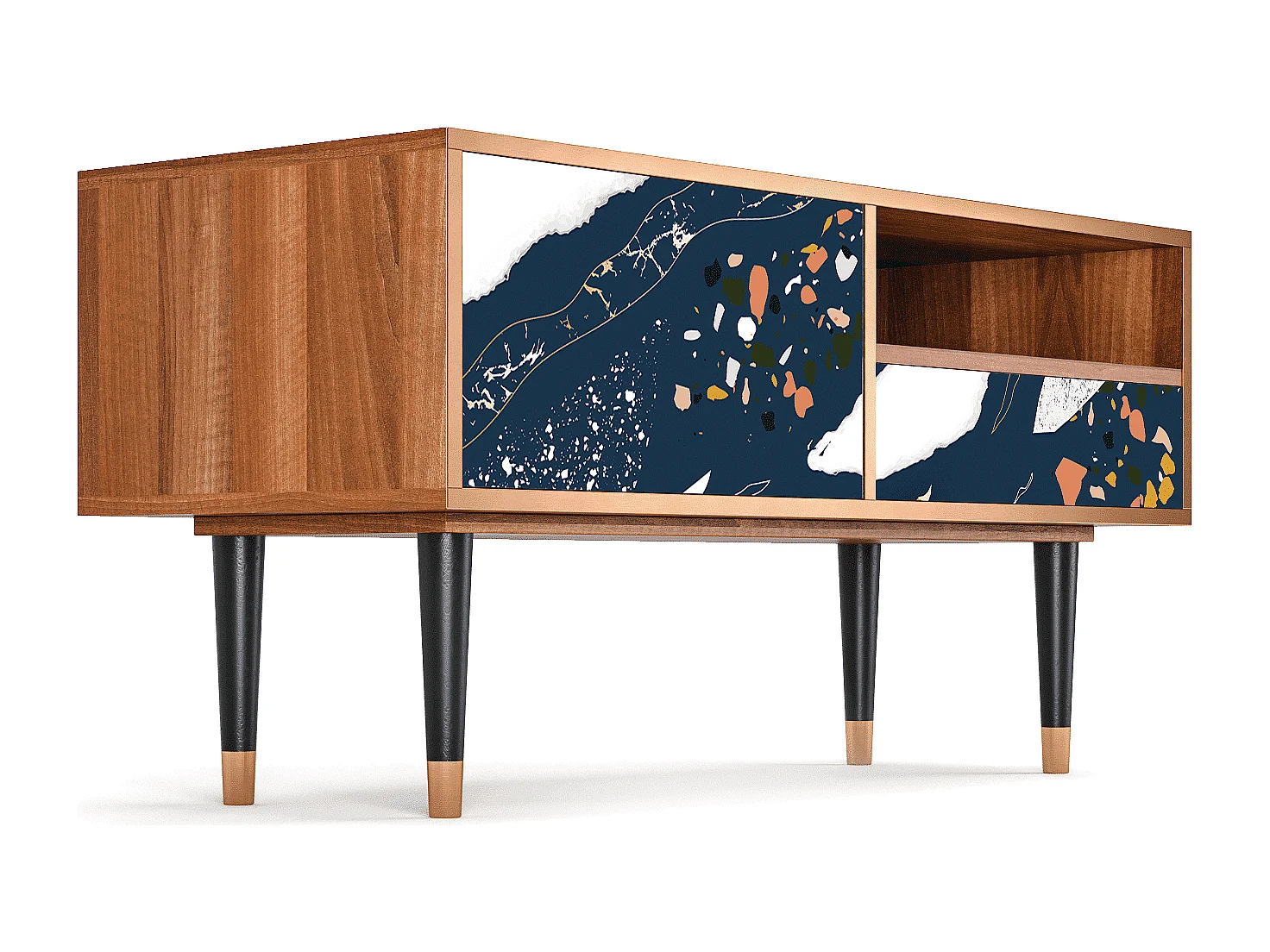 Mueble de TV - 115х59х48 cm - T3 - Nude Iceberg, Nogueira