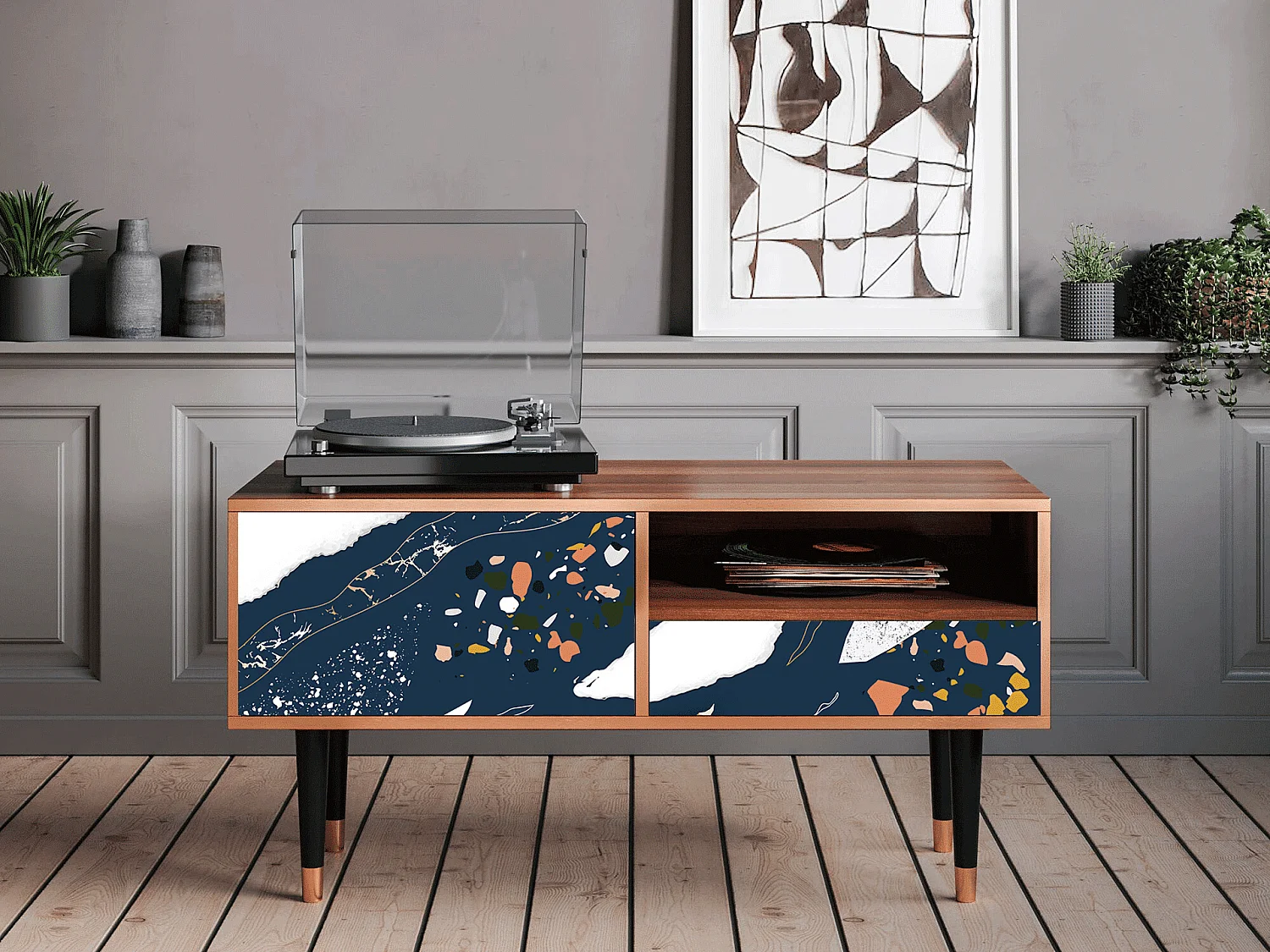 Meuble TV - 115х59х48 cm - T3 - Nude Iceberg, Noyer