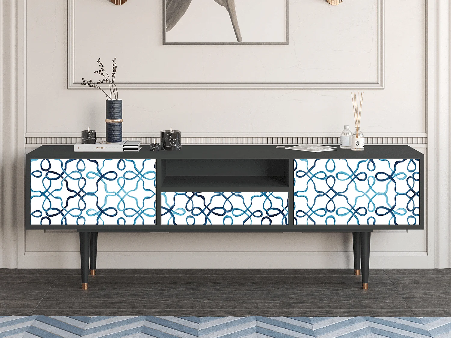 Meuble TV - 170х59х41 cm - T6 - Marine Strings, Anthracite