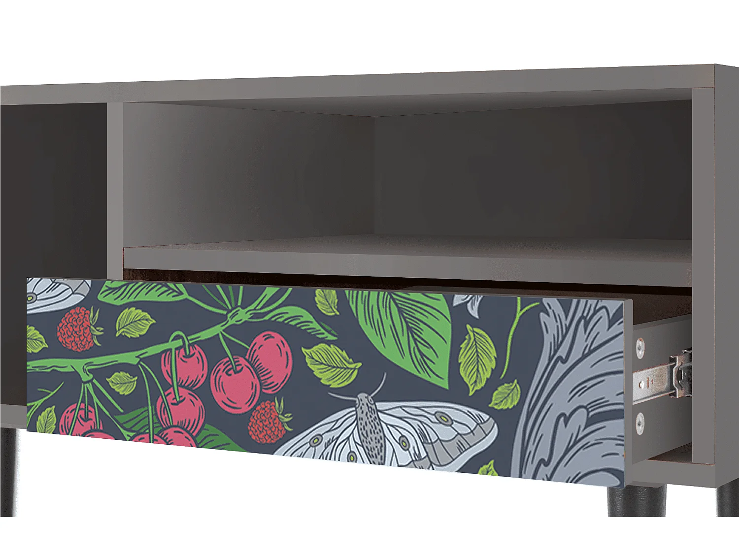 Meuble TV - 115х59х48 cm - T3 - Summer Berries, Gris
