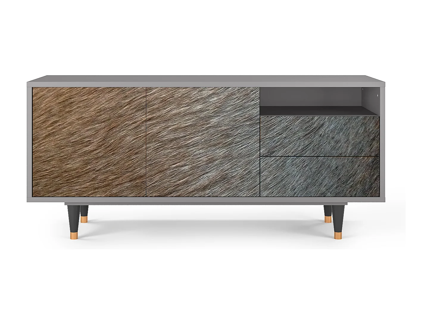 Mueble de TV - 125х56х41 cm - T7 - Peanut Hair, Cinza