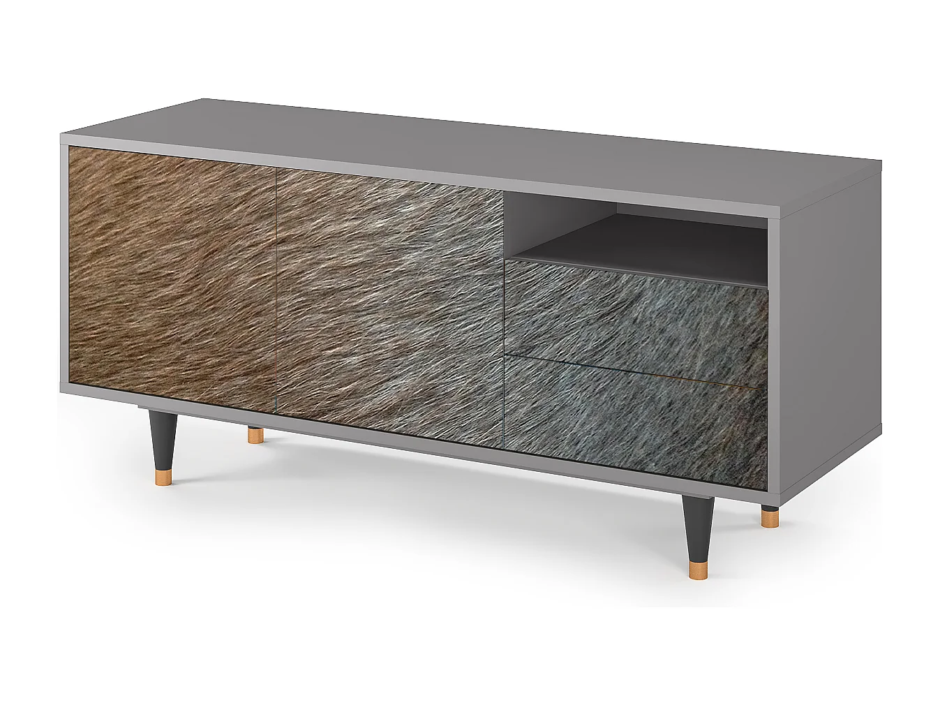 Meuble TV - 125х56х41 cm - T7 - Peanut Hair, Gris