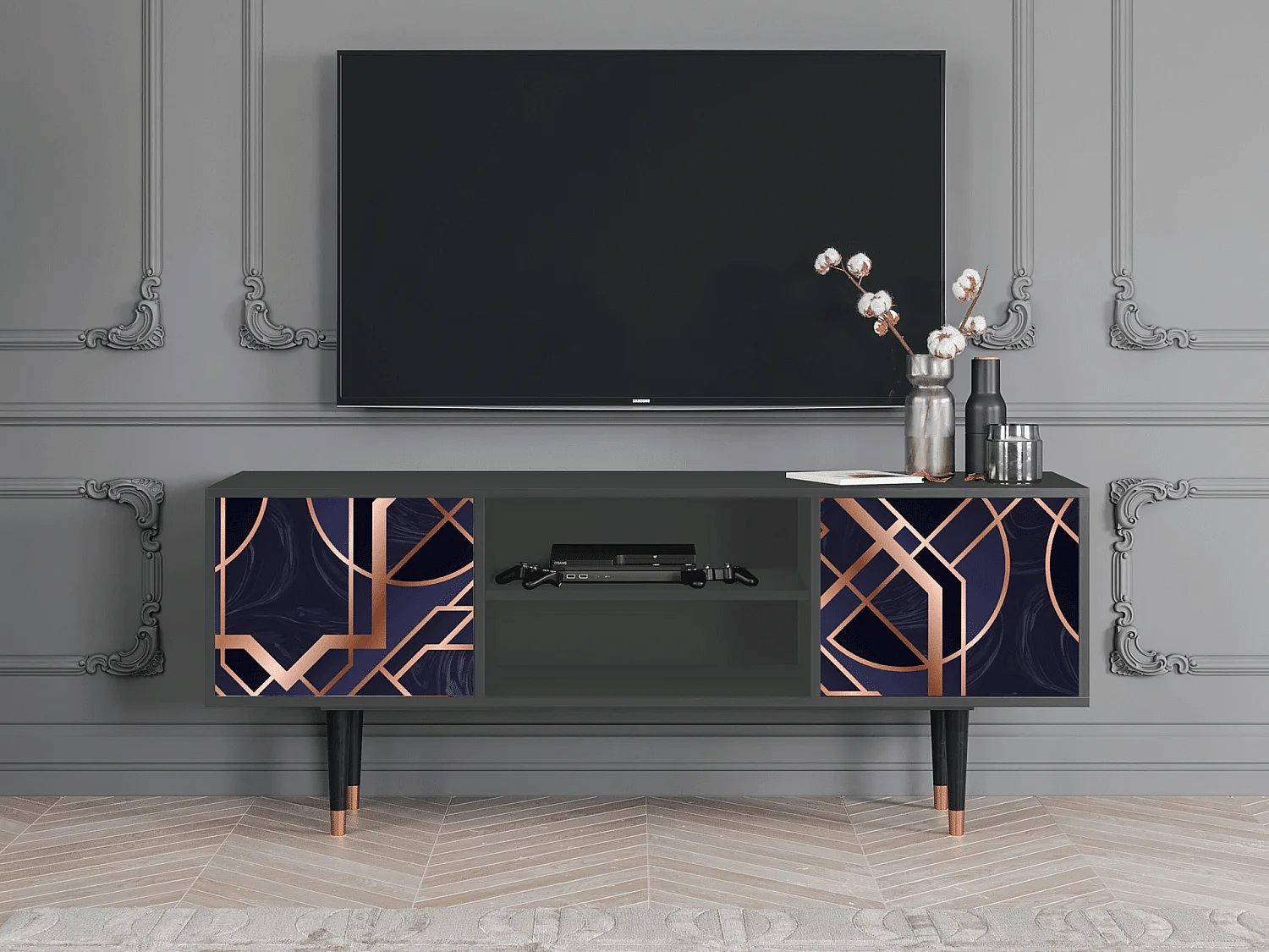 Meuble TV - 170х69х48 cm - T2 - Purple Temple, Anthracite