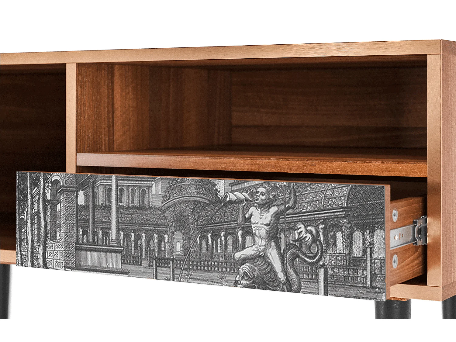 Meuble TV - 115х59х48 cm - T3 - View of the Piazza, Noyer