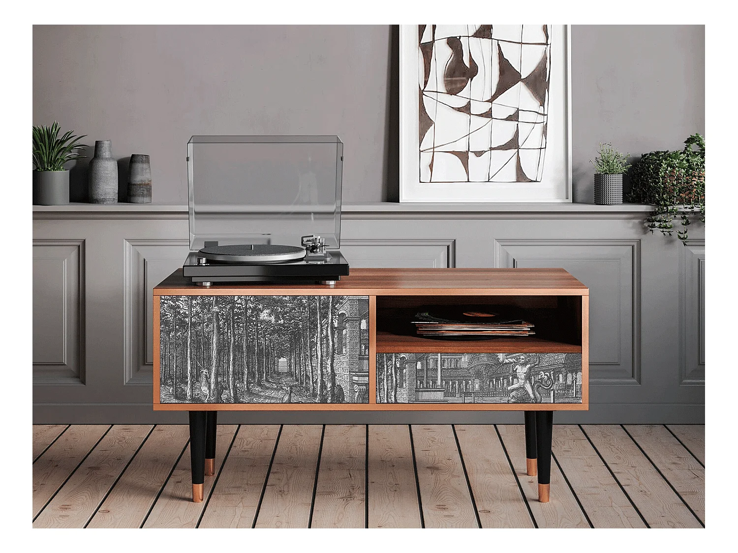 Mobile TV - 115х59х48 cm - T3 - View of the Piazza, Noce
