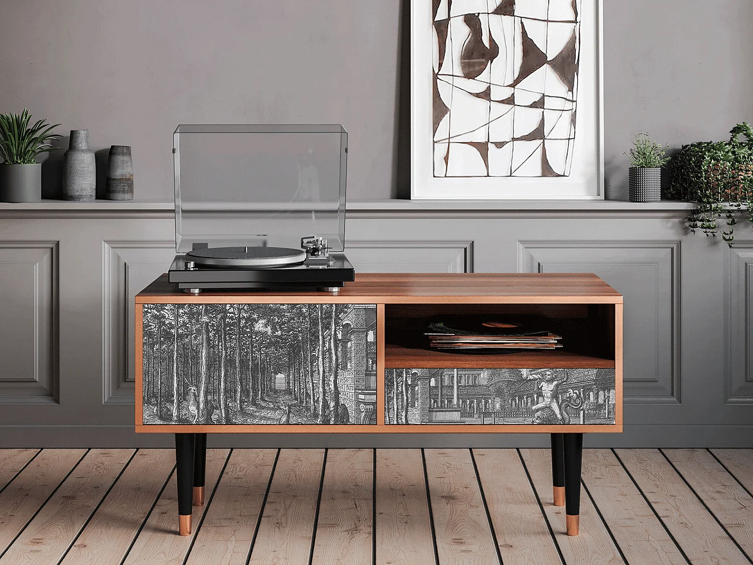 TV-Möbel - 115х59х48 cm - T3 - View of the Piazza, Walnuss