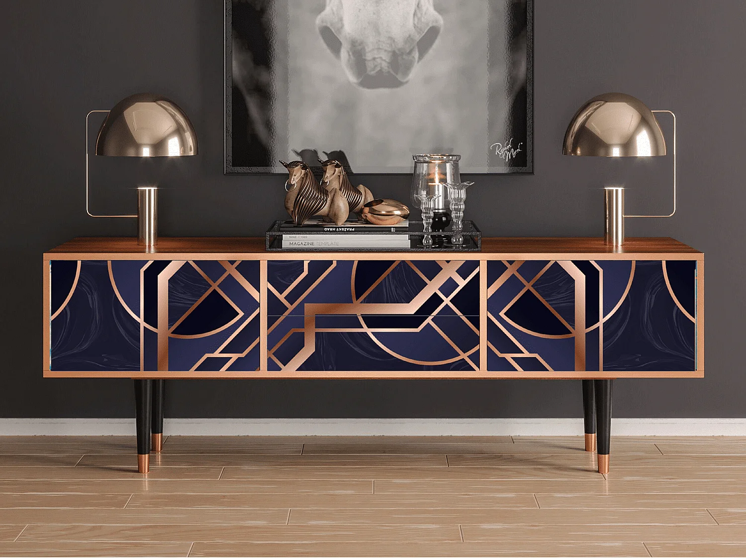 Mueble de TV - 170х59х48 cm - T4 - Purple Temple, Nogueira