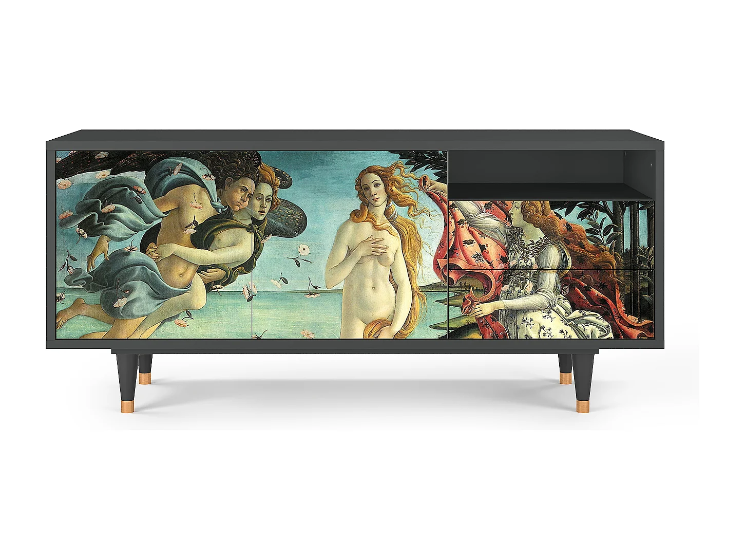 Szafka RTV - 125х56х41 cm - T7 - The Birth of Venus, Antracyt