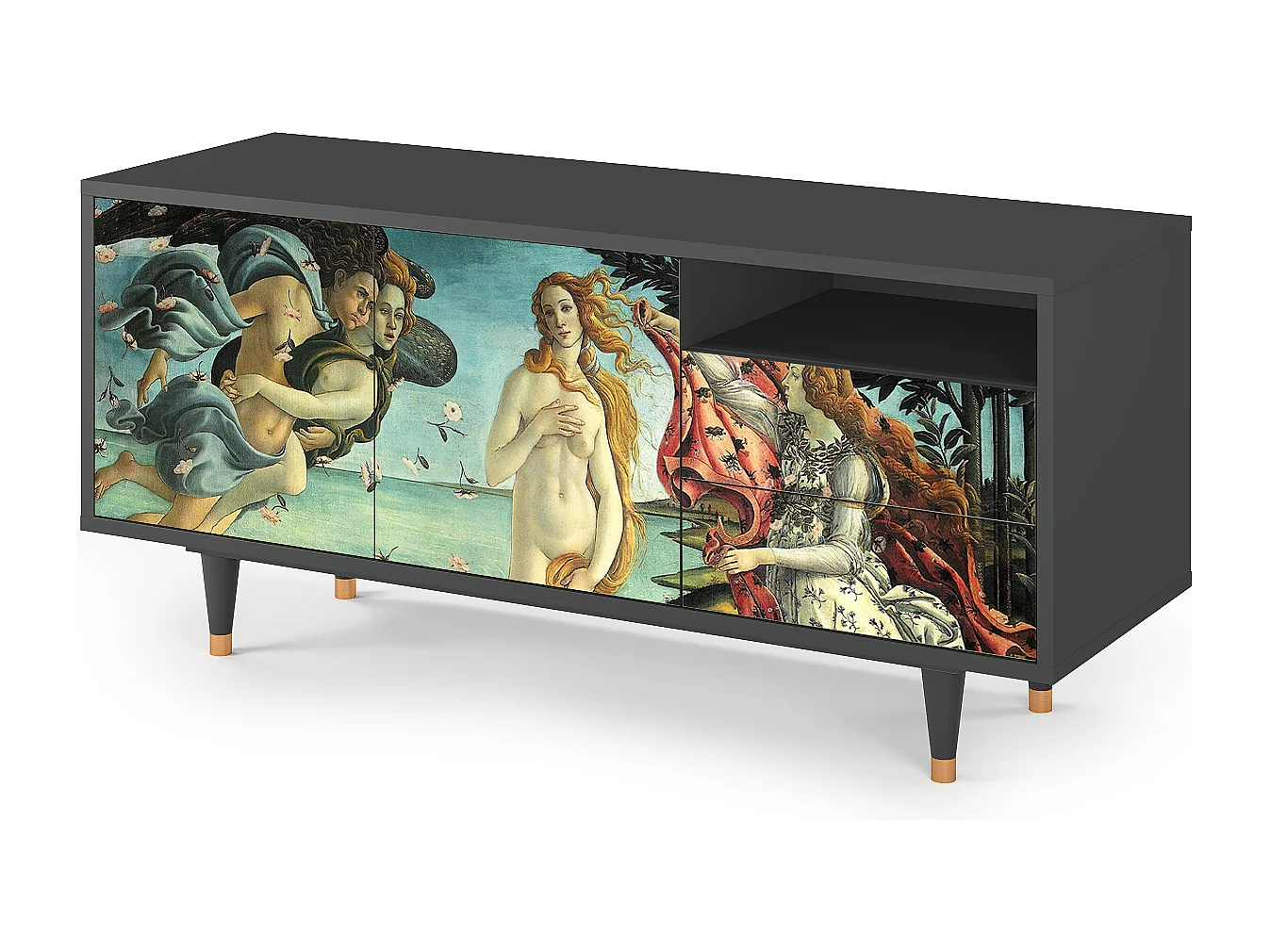 Szafka RTV - 125х56х41 cm - T7 - The Birth of Venus, Antracyt