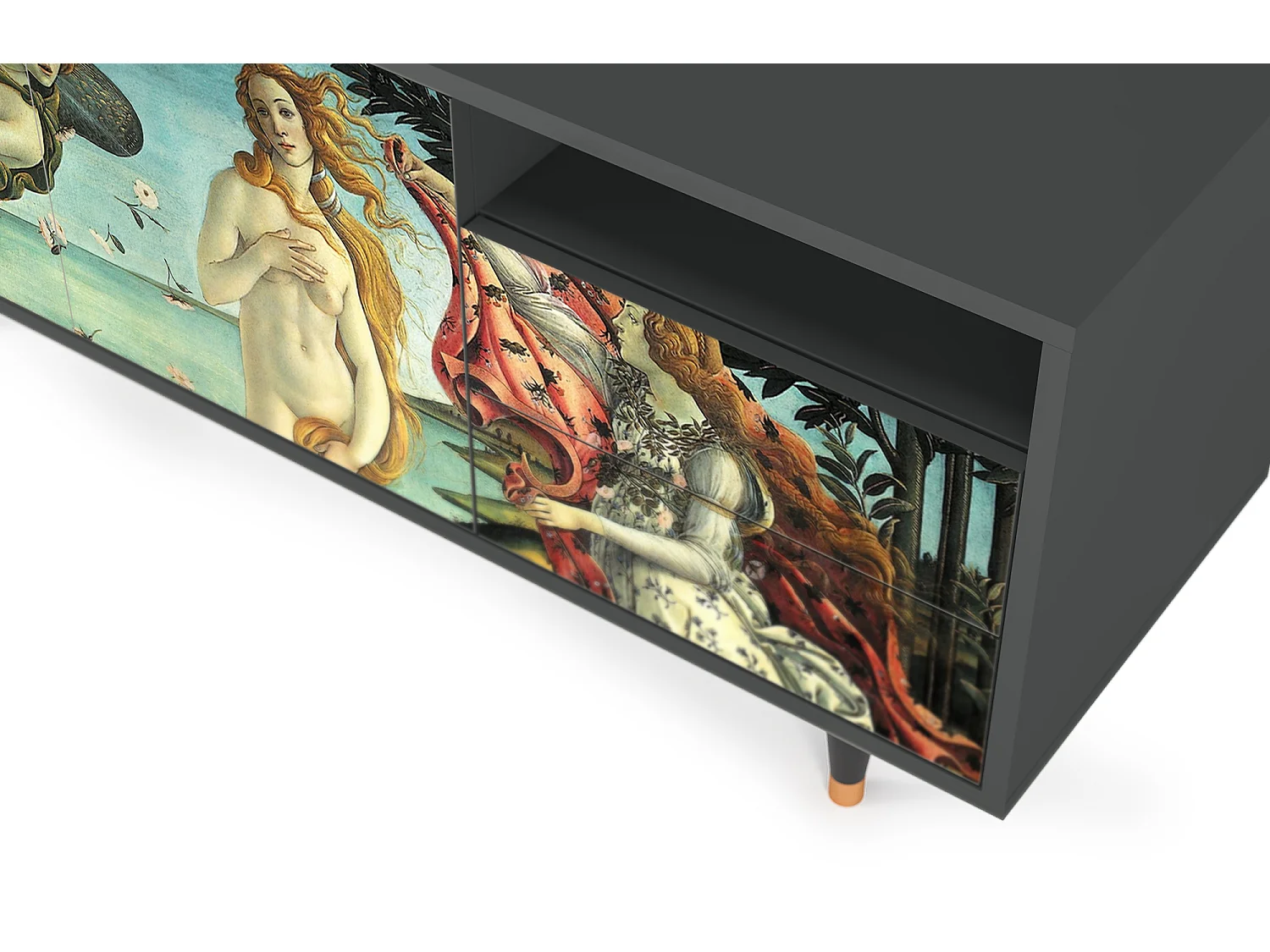 Szafka RTV - 125х56х41 cm - T7 - The Birth of Venus, Antracyt