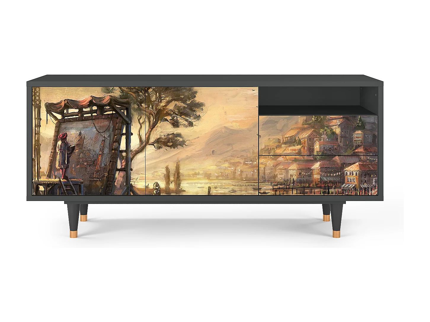 Meuble TV - 125х56х41 cm - T7 - Venice, Anthracite