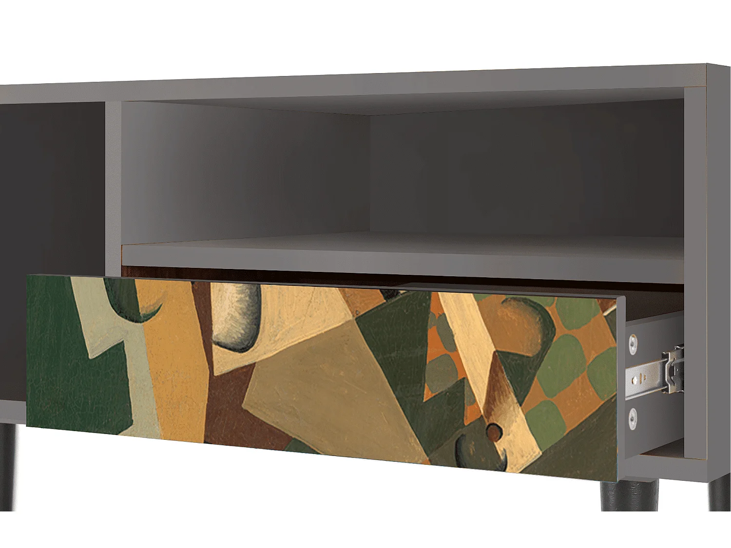 Meuble TV - 115х59х48 cm - T3 - Glass and Checkerboard, Gris