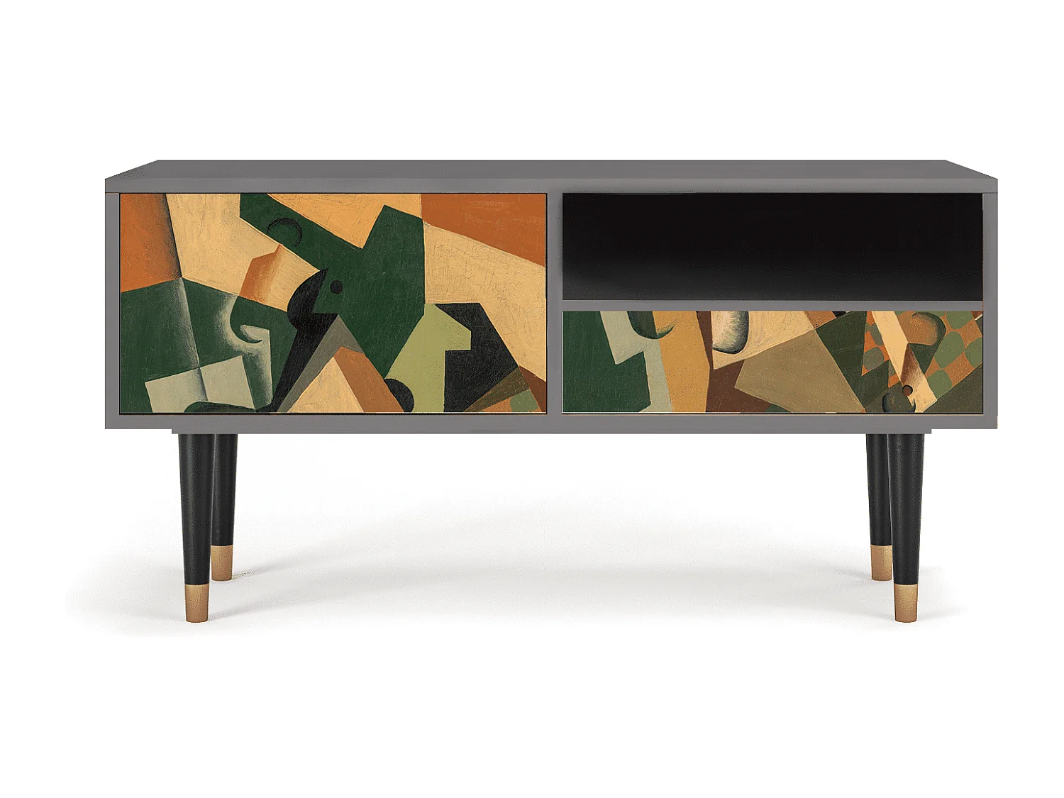 TV-Möbel - 115х59х48 cm - T3 - Glass and Checkerboard, Grau