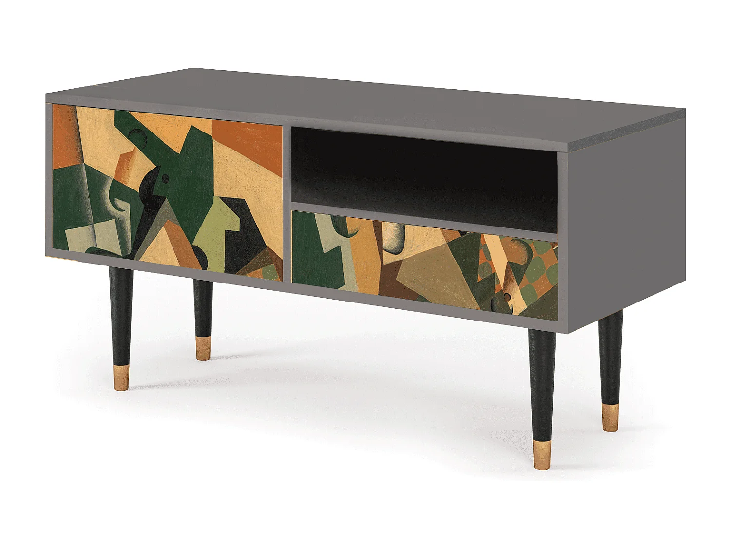 TV-Möbel - 115х59х48 cm - T3 - Glass and Checkerboard, Grau