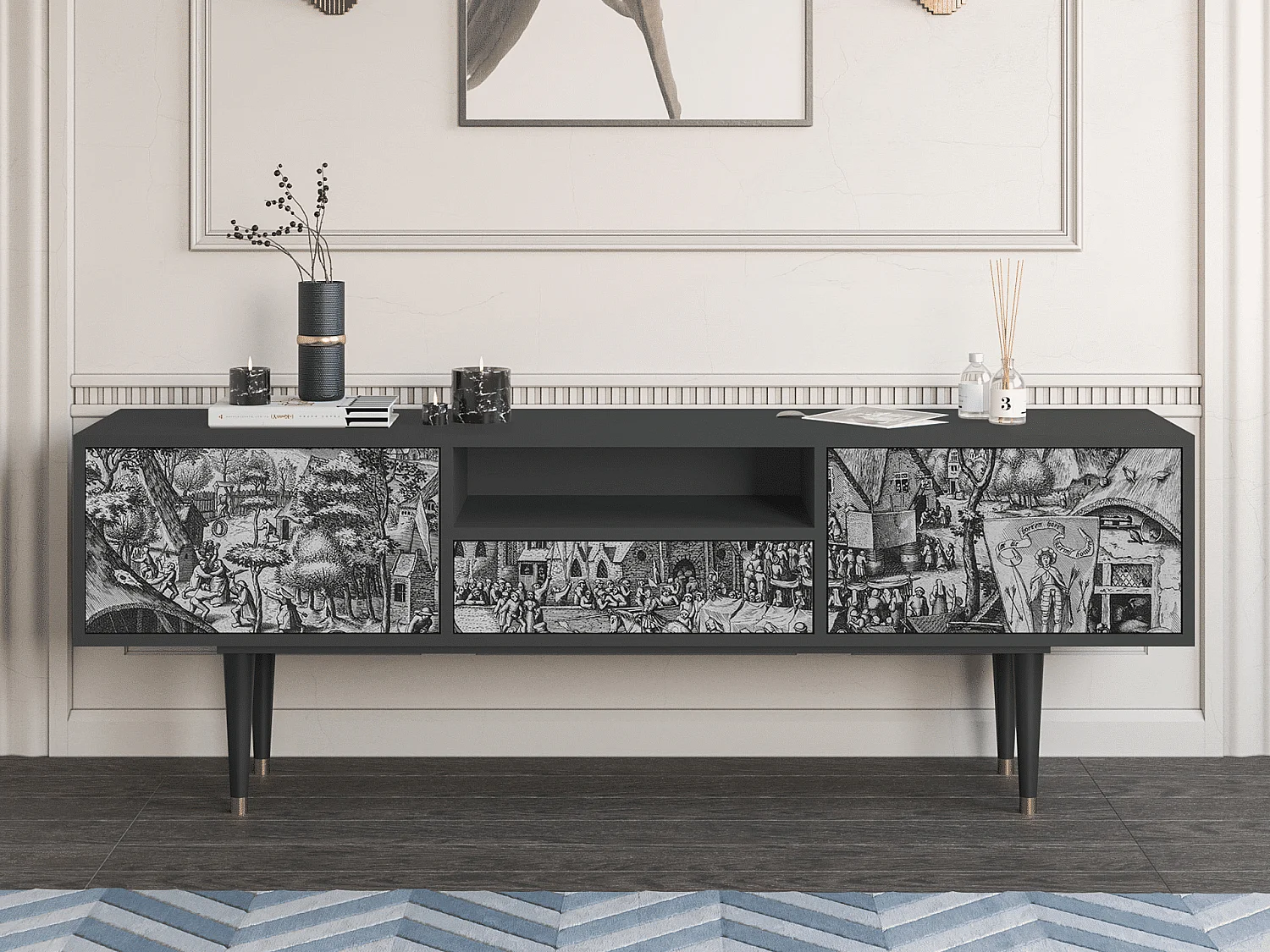 Szafka RTV - 170х59х41 cm - T6 - The Festival of Saint, Antracyt