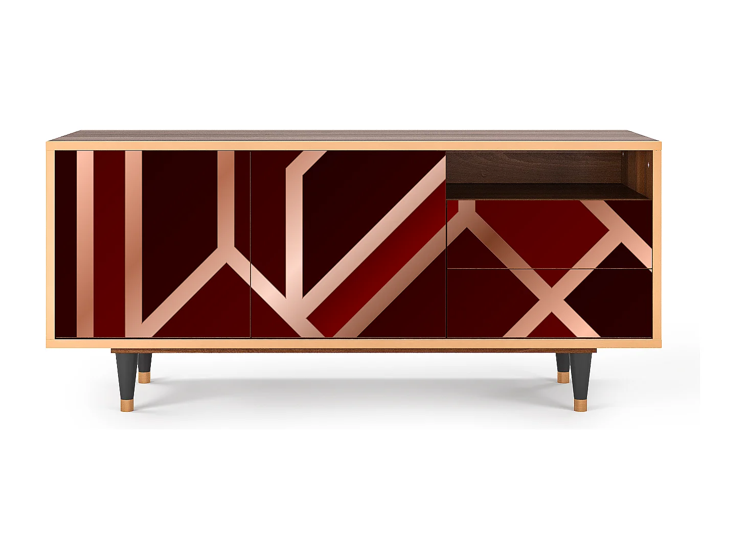 Mueble de TV - 125х56х41 cm - T7 - Velvet 1920's, Nogal