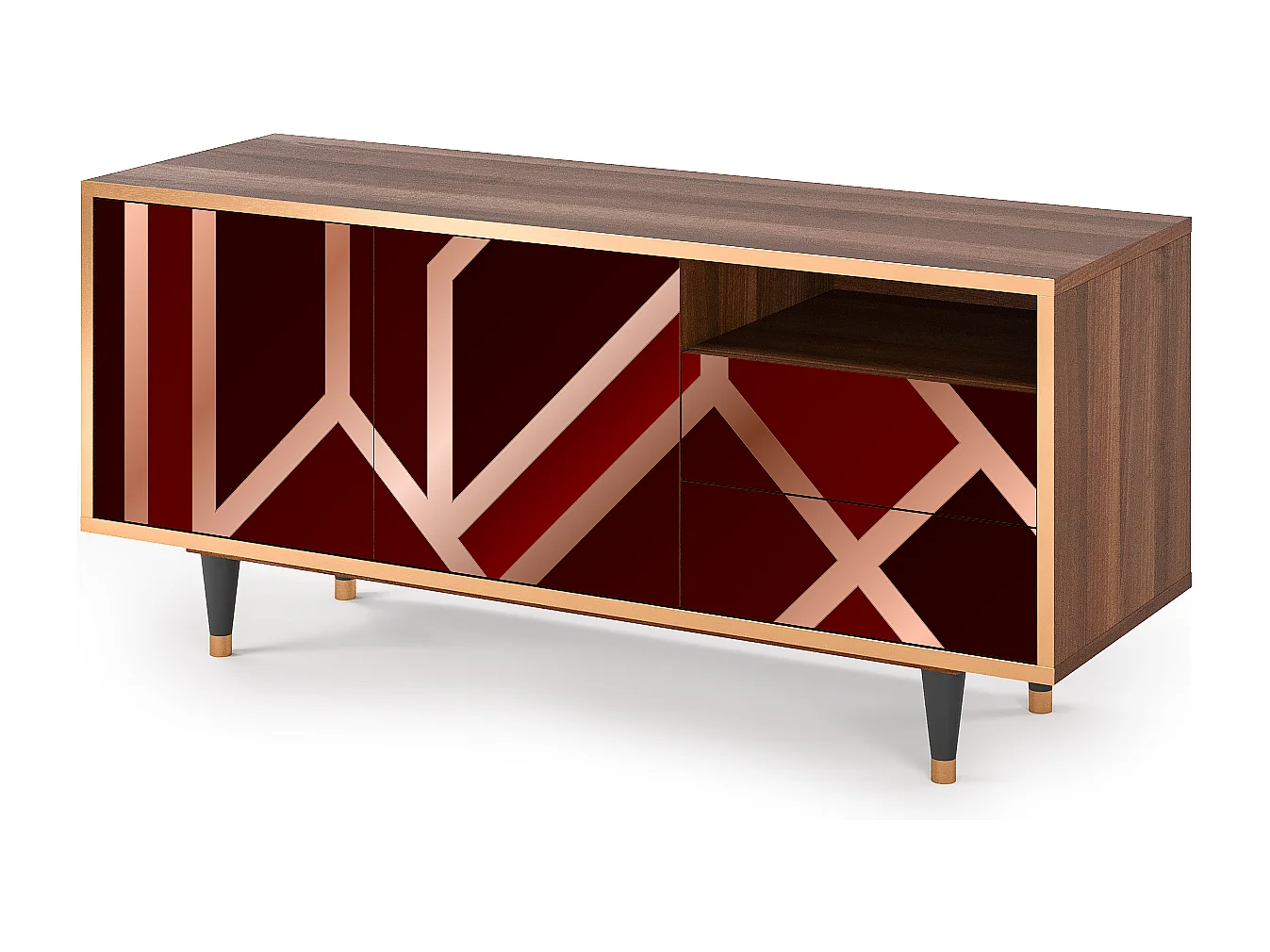 Mueble de TV - 125х56х41 cm - T7 - Velvet 1920's, Nogal