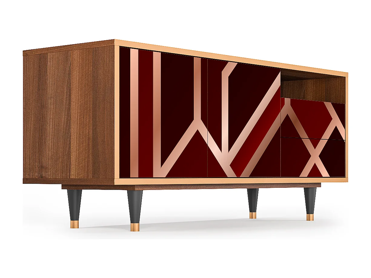 Mueble de TV - 125х56х41 cm - T7 - Velvet 1920's, Nogal