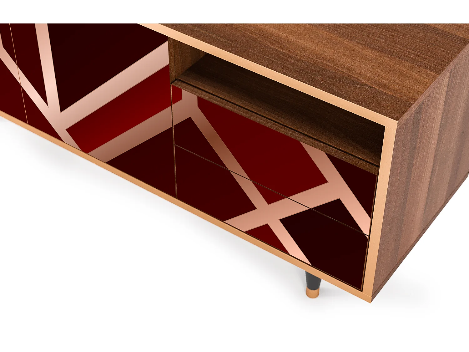 Mueble de TV - 125х56х41 cm - T7 - Velvet 1920's, Nogal