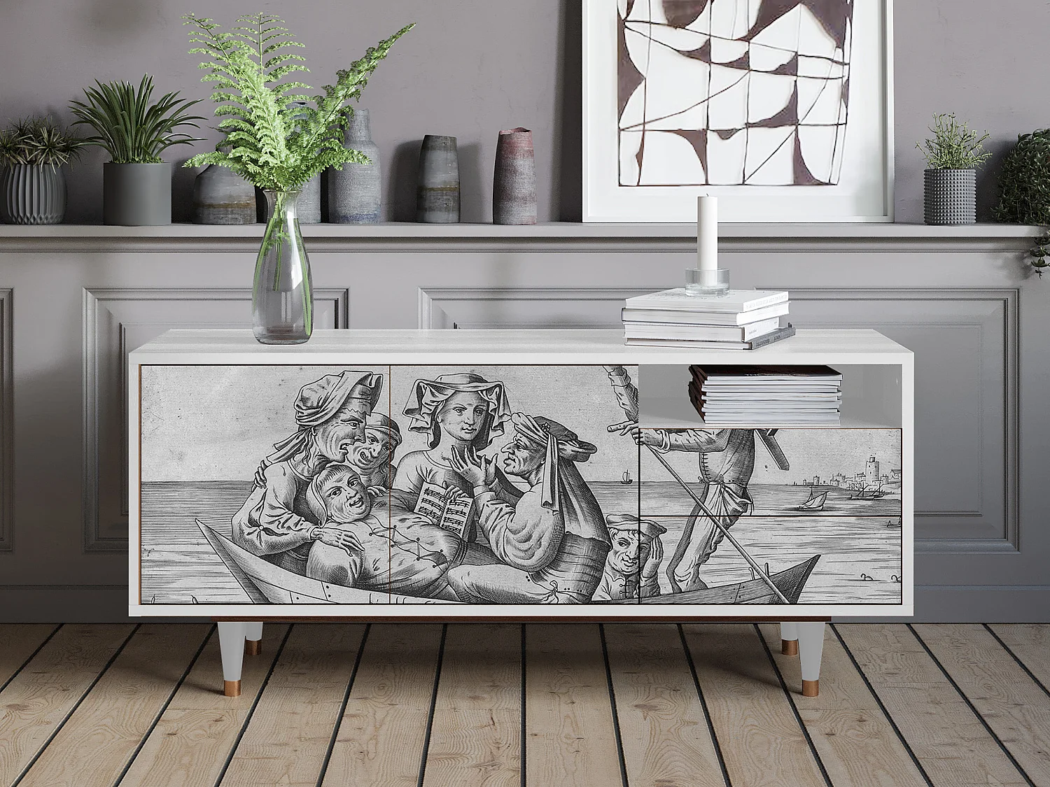 Mueble de TV - 125х56х41 cm - T7 - Blau Schuyte, Blanco