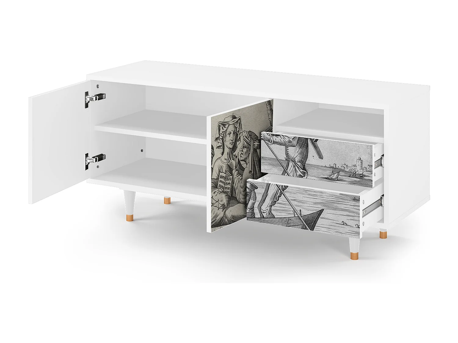 Meuble TV - 125х56х41 cm - T7 - Blau Schuyte, Blanc