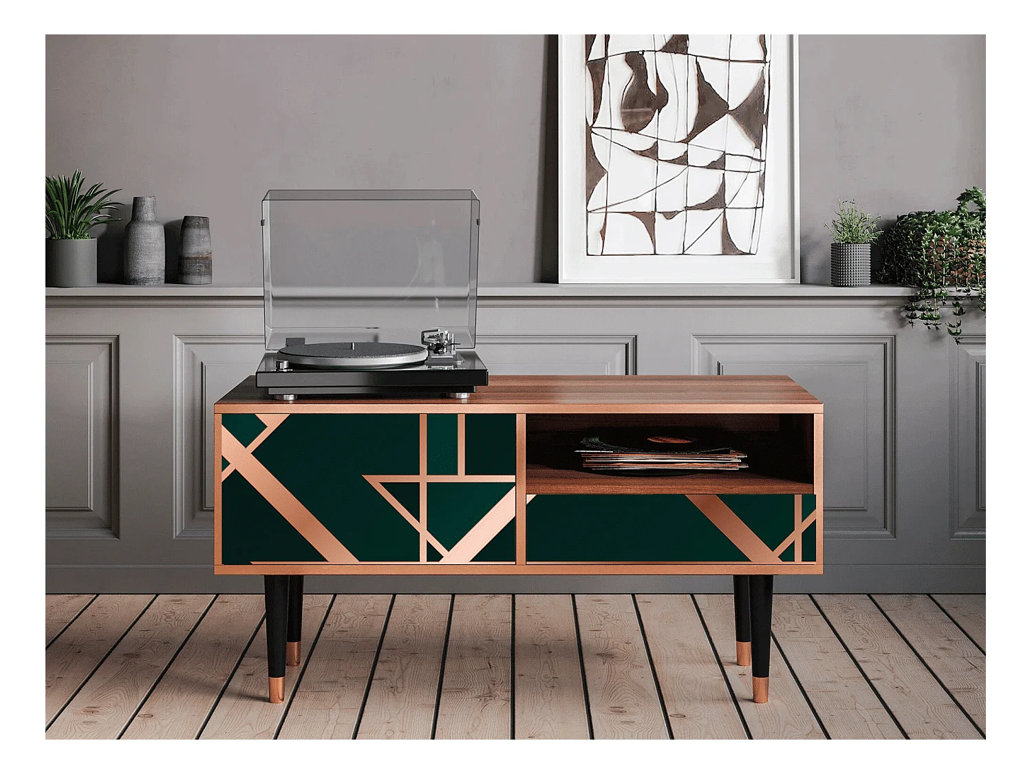Mobile TV - 115х59х48 cm - T3 - Emerald Gatsby, Noce