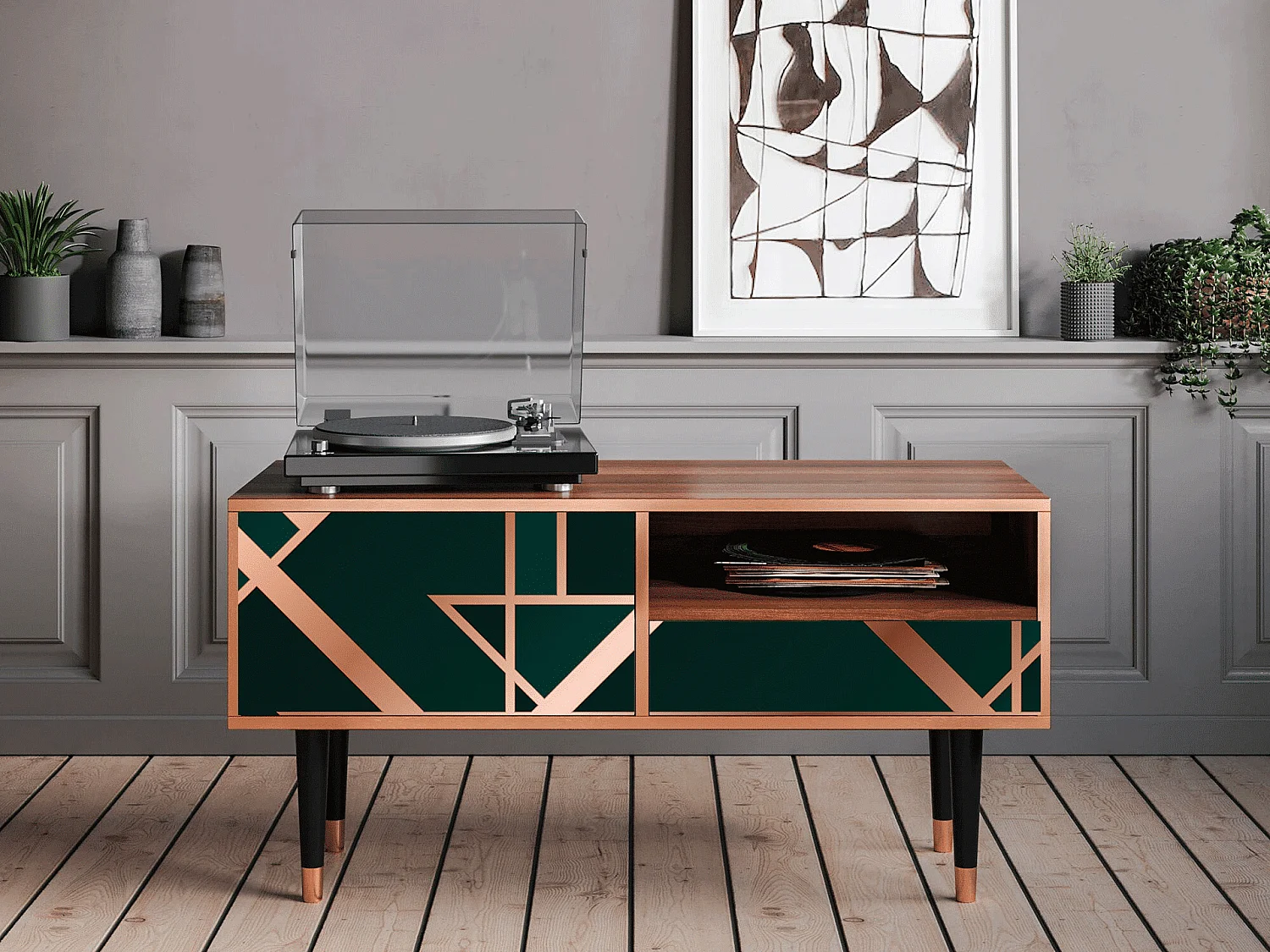 Meuble TV - 115х59х48 cm - T3 - Emerald Gatsby, Noyer