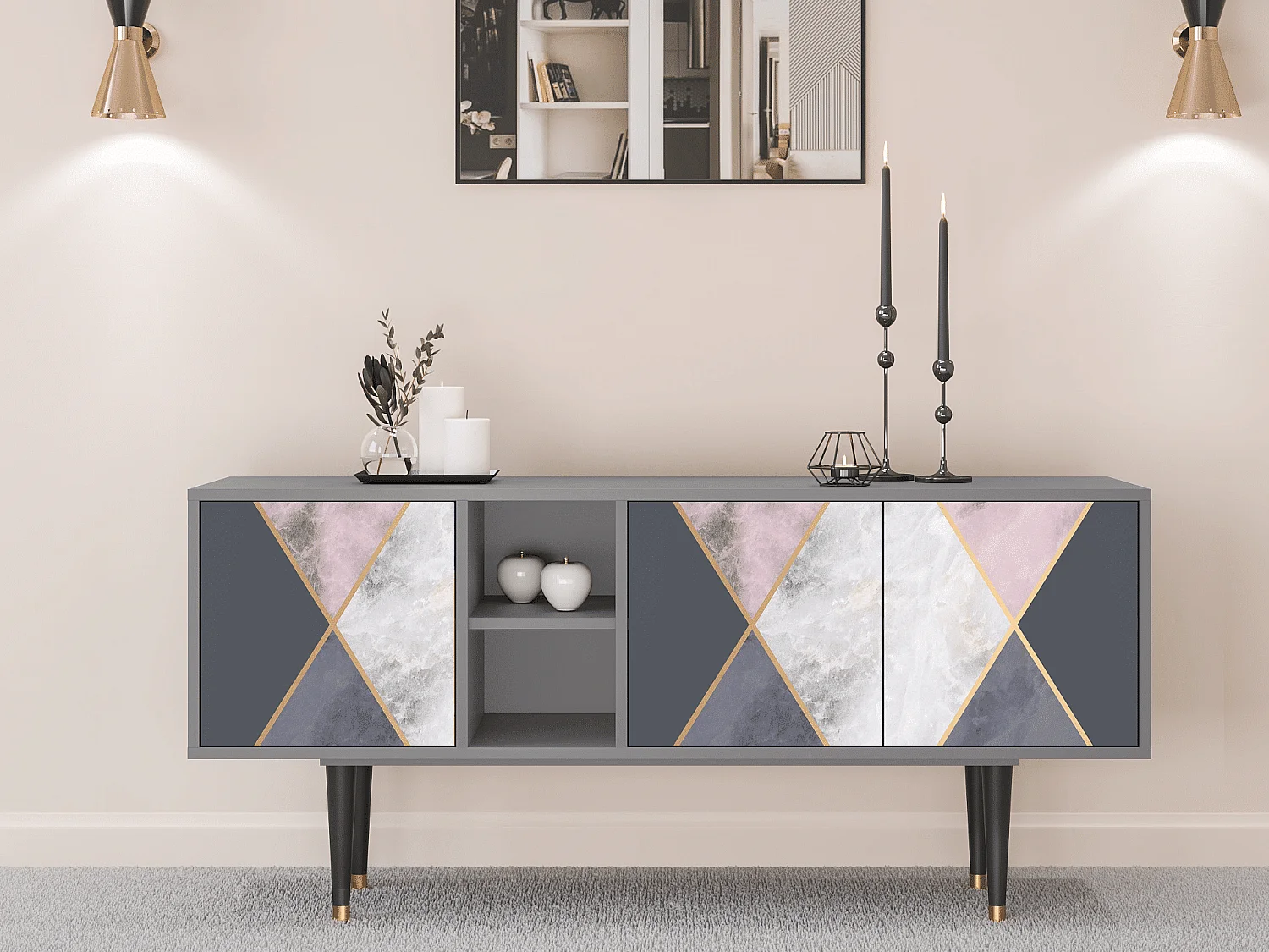 Meuble TV - 150х69х41 cm - T5 - Ideal Harmony, Gris