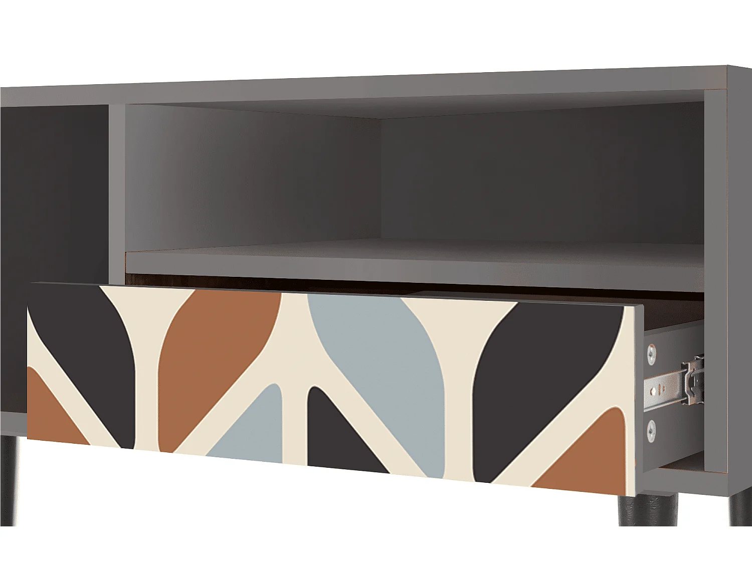 Meuble TV - 115х59х48 cm - T3 - Beige Laure, Gris