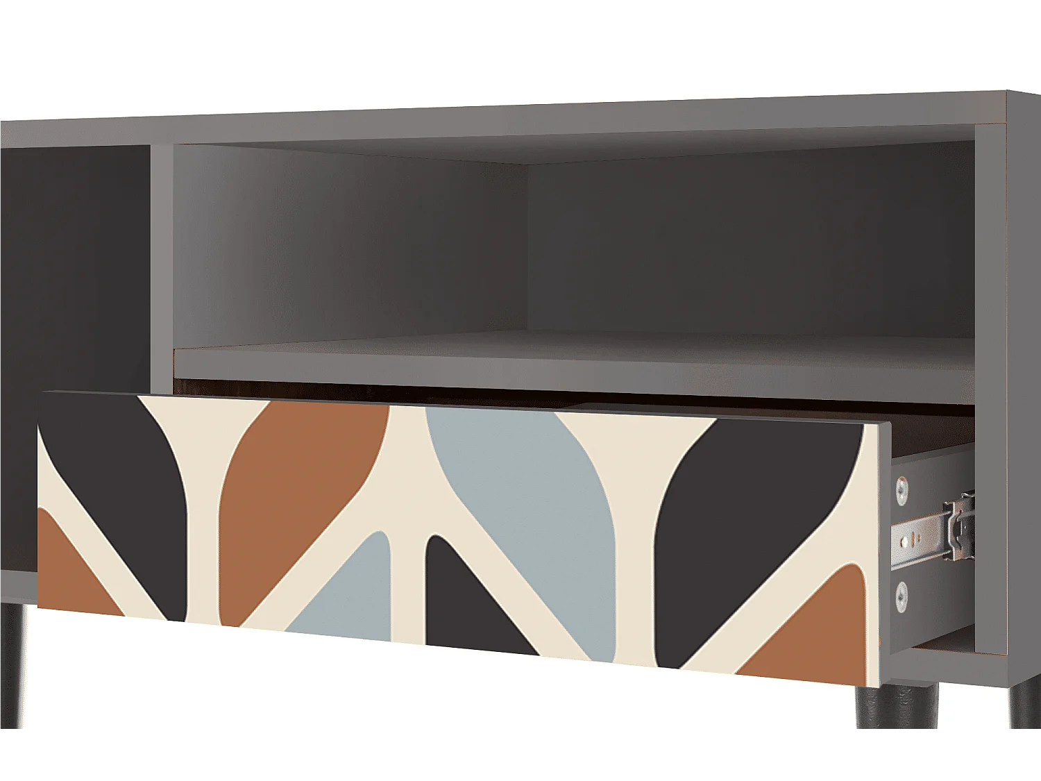 Meuble TV - 115х59х48 cm - T3 - Beige Laure, Gris