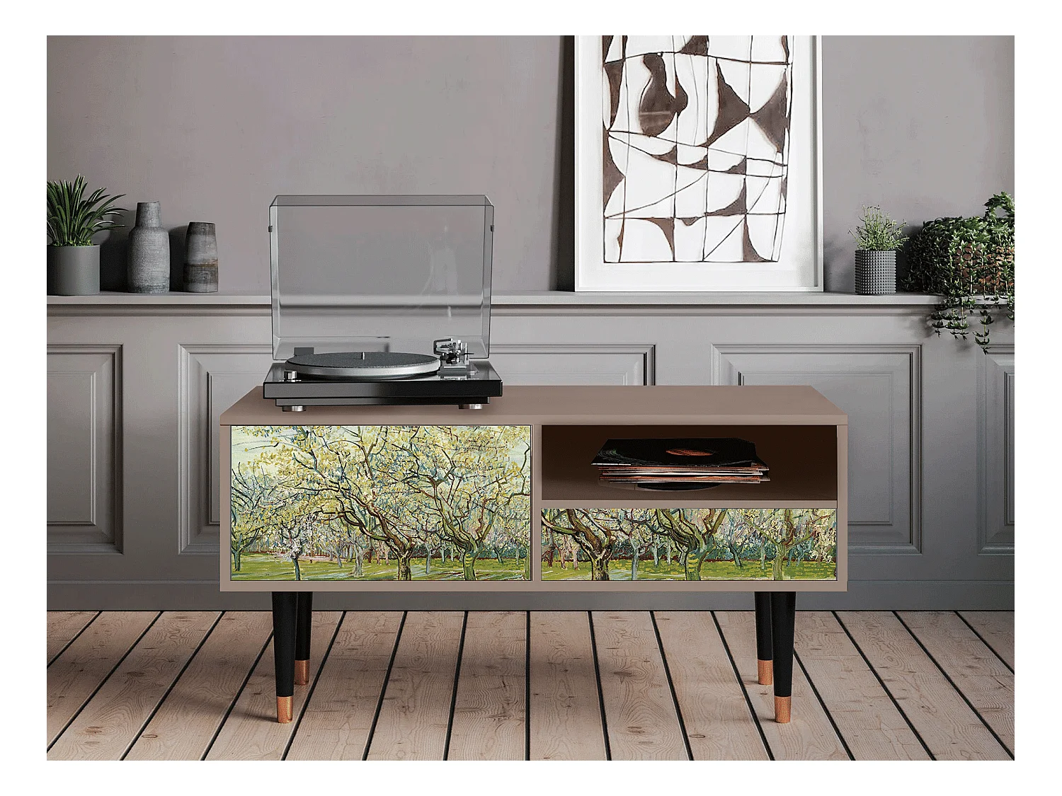 Meuble TV - 115х59х48 cm - T3 - The Blanc Orchard, Latte