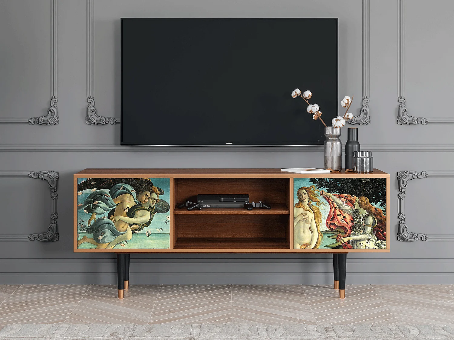 TV-Möbel - 170х69х48 cm - T2 - The Birth of Venus, Walnuss