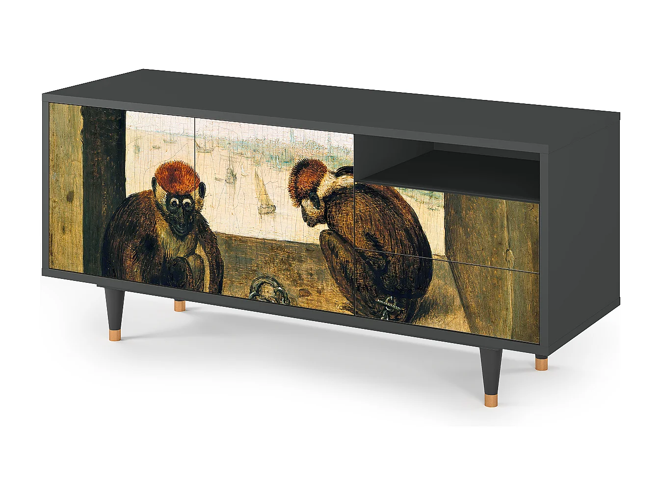 Meuble TV - 125х56х41 cm - T7 - Two Monkeys, Anthracite