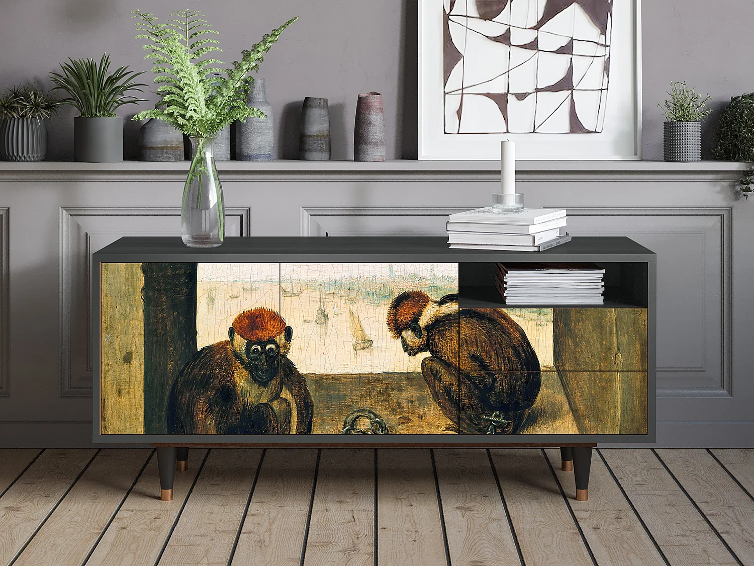 Mobile TV - 125х56х41 cm - T7 - Two Monkeys, Antracite