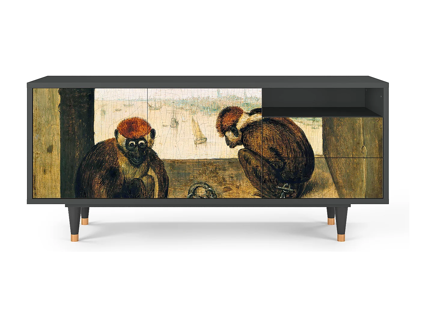 Mueble de TV - 125х56х41 cm - T7 - Two Monkeys, Antracita