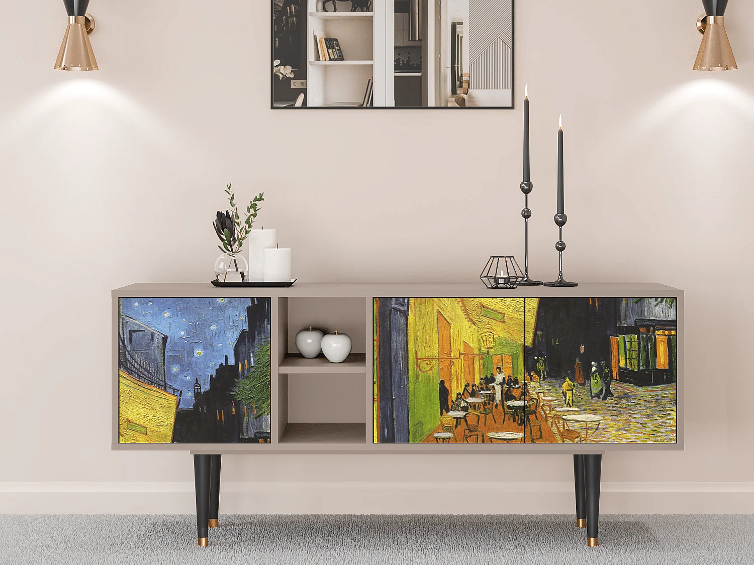 TV-Möbel - 150х69х41 cm - T5 - Café Terrace at Night, Latte