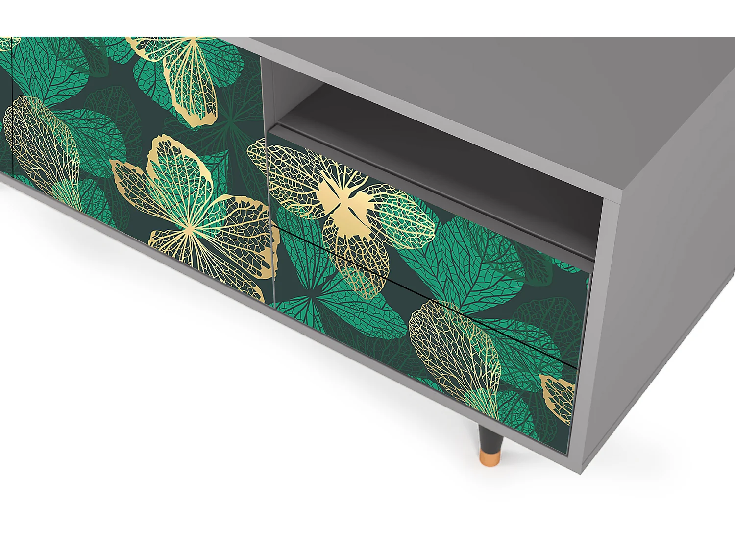 Mobile TV - 125х56х41 cm - T7 - Green Flower, Grigio