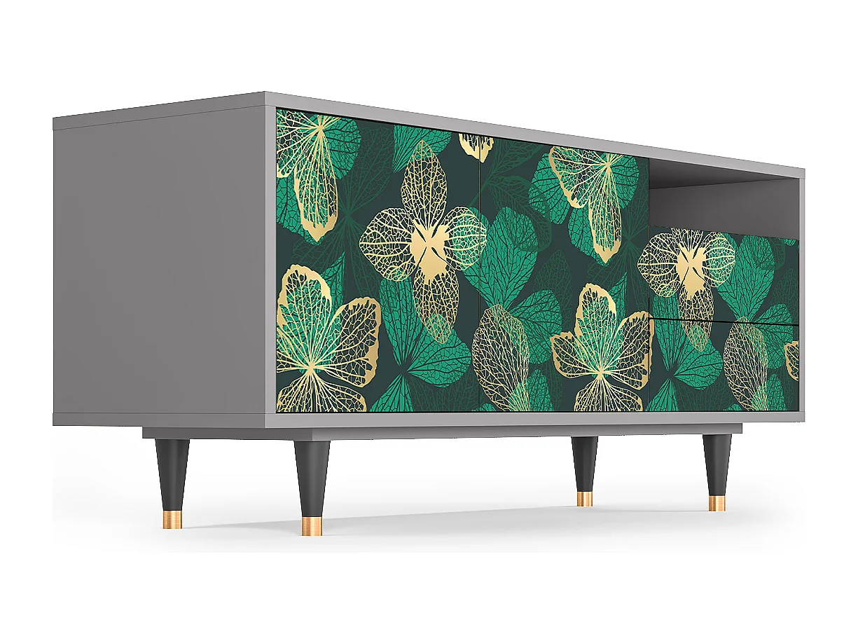 Mobile TV - 125х56х41 cm - T7 - Green Flower, Grigio