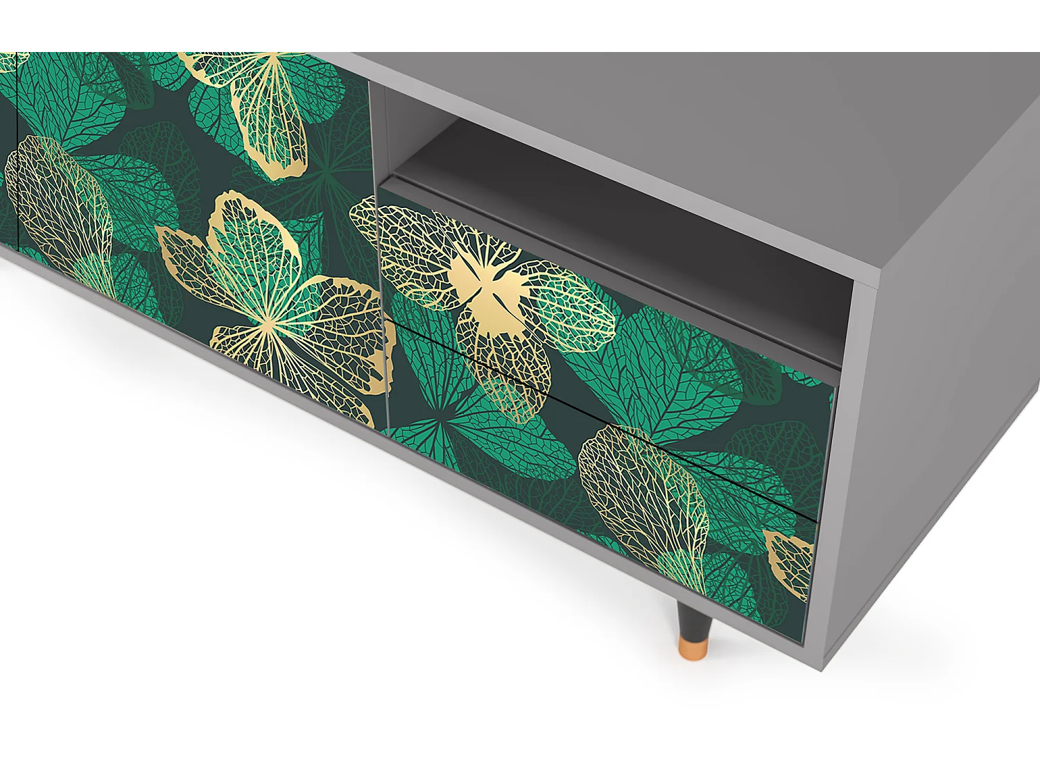 Mobile TV - 125х56х41 cm - T7 - Green Flower, Grigio