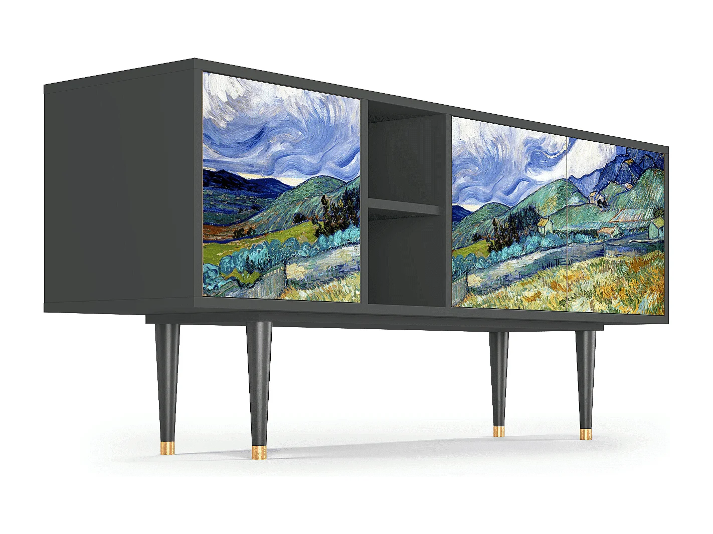 Mueble de TV - 150х69х41 cm - T5 - Landscape, Antracite