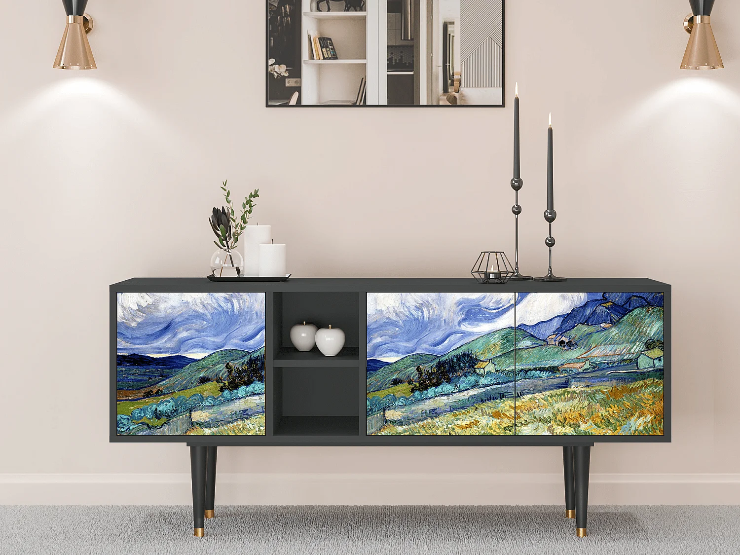 TV-meubel - 150х69х41 cm - T5 - Landscape, Antraciet