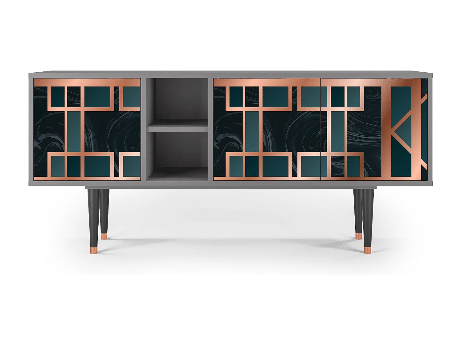 Meuble TV - 150х69х41 cm - T5 - Emerald Metro, Gris