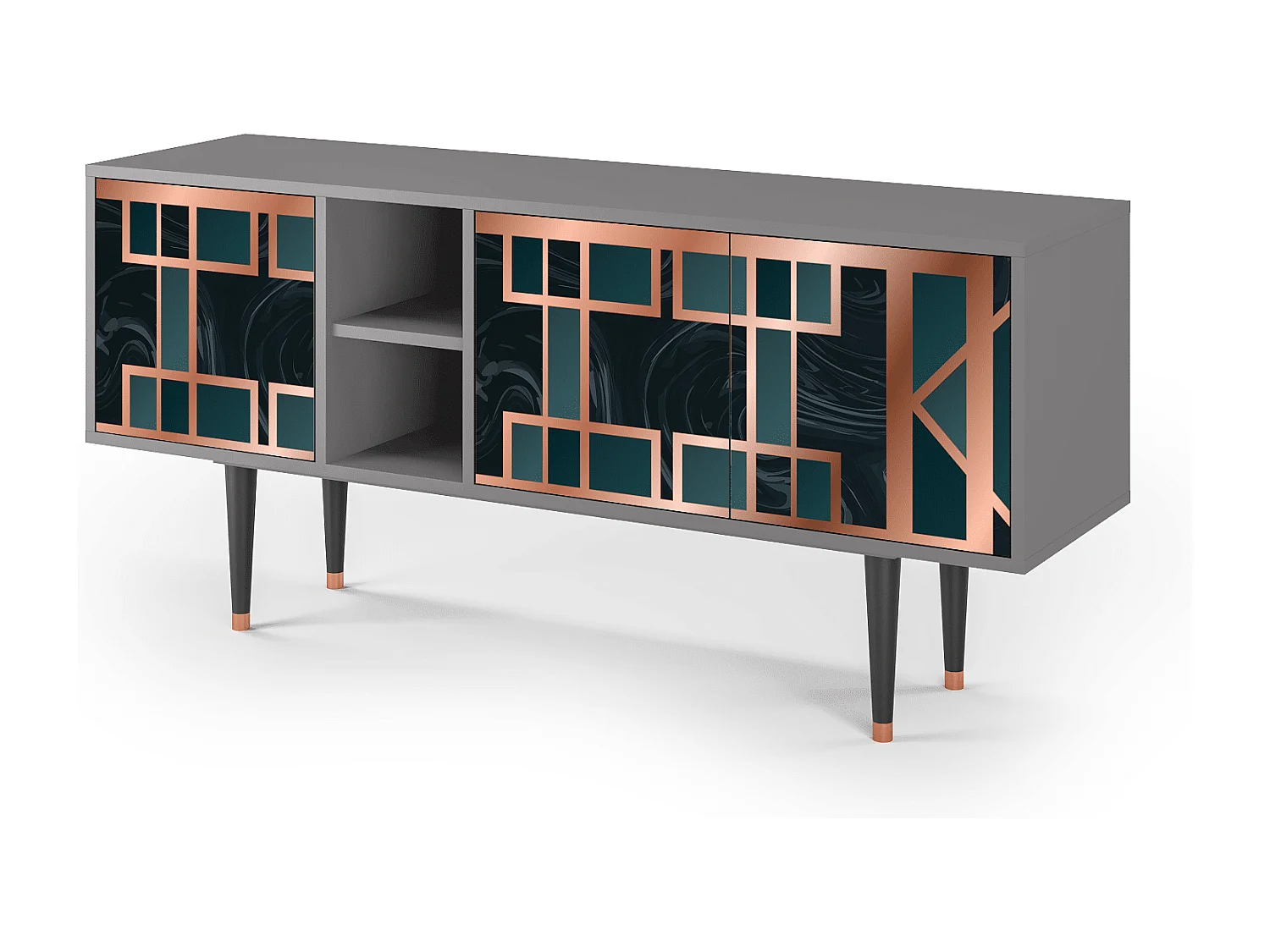 Meuble TV - 150х69х41 cm - T5 - Emerald Metro, Gris