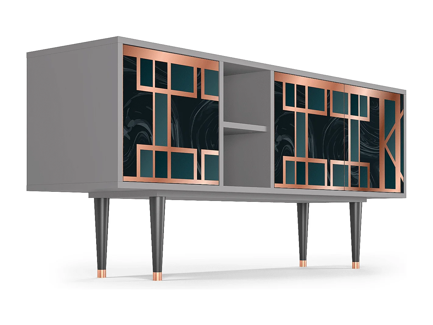 Meuble TV - 150х69х41 cm - T5 - Emerald Metro, Gris