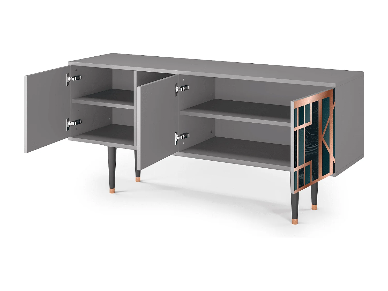 Meuble TV - 150х69х41 cm - T5 - Emerald Metro, Gris