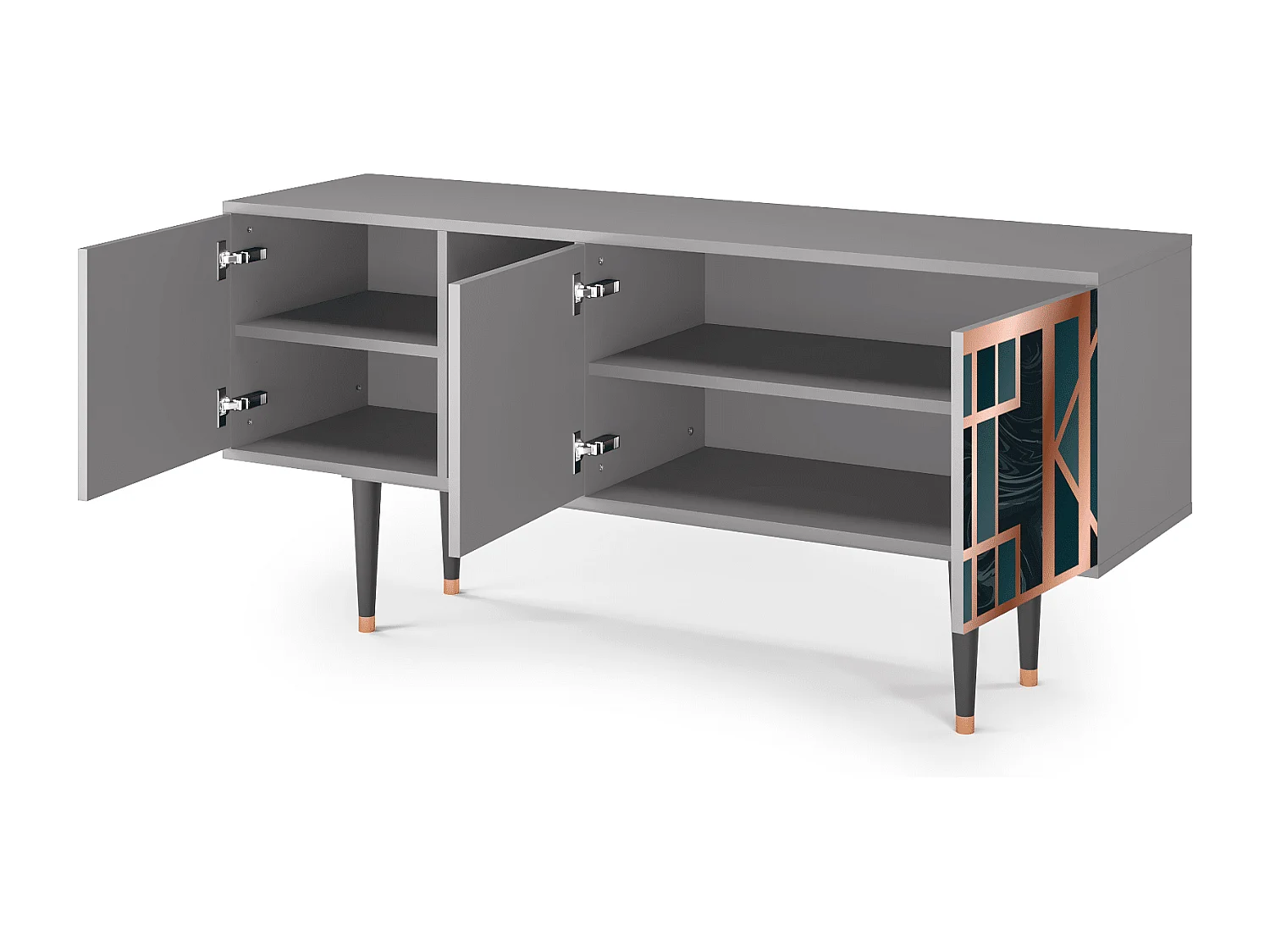 Meuble TV - 150х69х41 cm - T5 - Emerald Metro, Gris